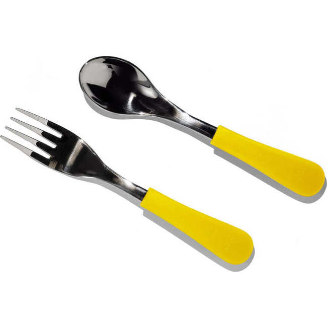 Stainless Steel-Baby Spoon & Fork, Yellow - Tabletop - 1