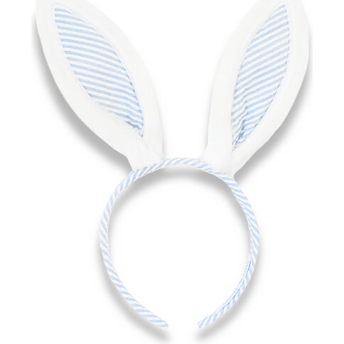 Seersucker Bunny Ears, Blue - Headbands - 1