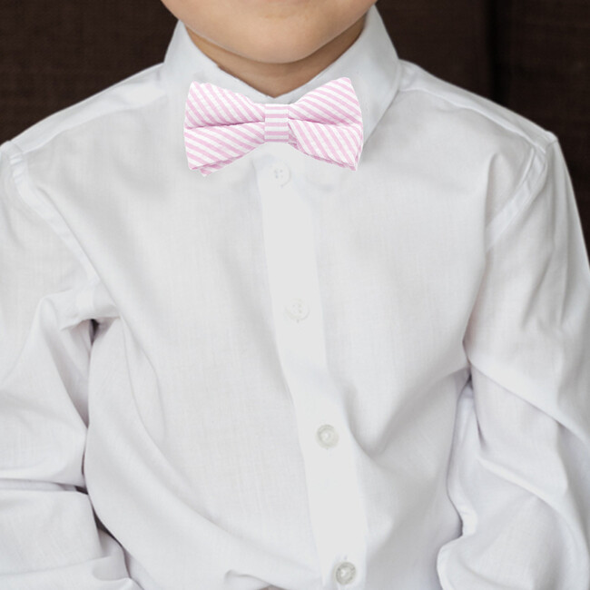 Seersucker Bow Tie, Pink - Bowties & Ties - 2