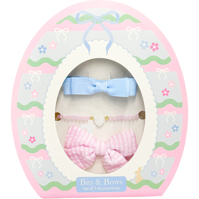 Easter Egg Bows & Bracelet Set, Pink