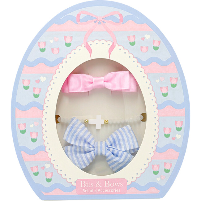 Easter Egg Bows & Bracelet Set, Blue