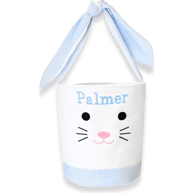 Seersucker Easter Bunny Bucket, Blue - Easter Baskets - 1