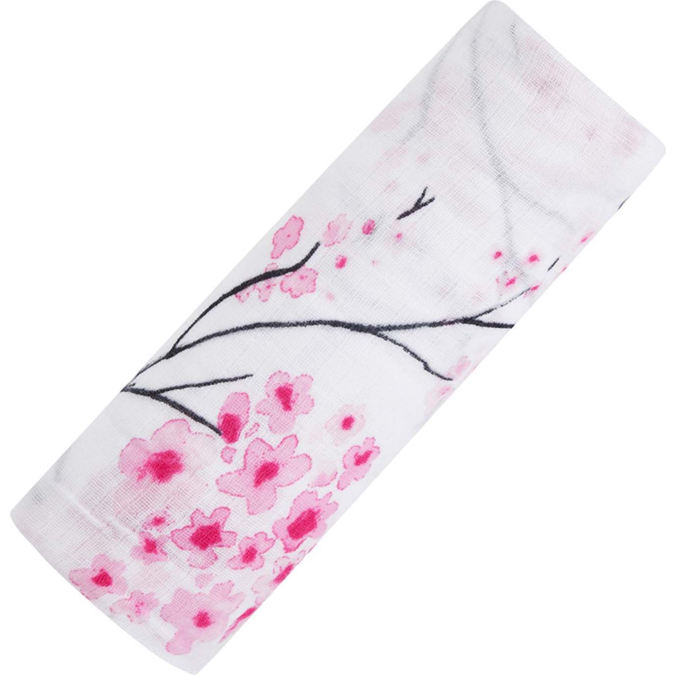Organic Cotton Muslin Swaddle, Cherry Blossom - Swaddles - 1