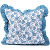 Sanibel Ruffle Throw Pillow, Blue & White - Decorative Pillows - 1 - thumbnail