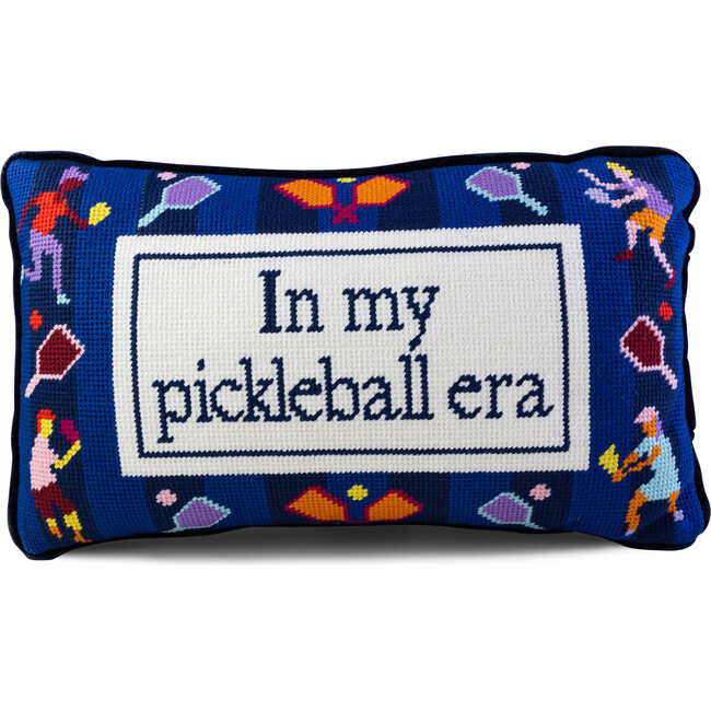 Pickleball Era Needlepoint Pillow, Blue, White, Black