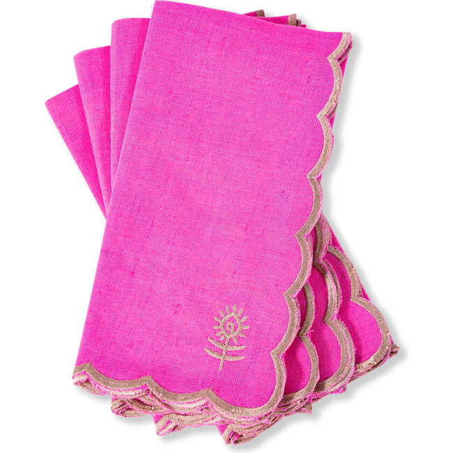 Icon Linen Napkins S/4 - Hot Pink + Khaki, Hot Pink, Khaki