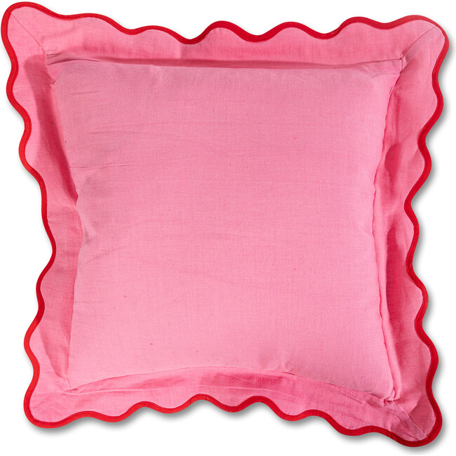 Darcy Linen Pillow, Light Pink + Cherry