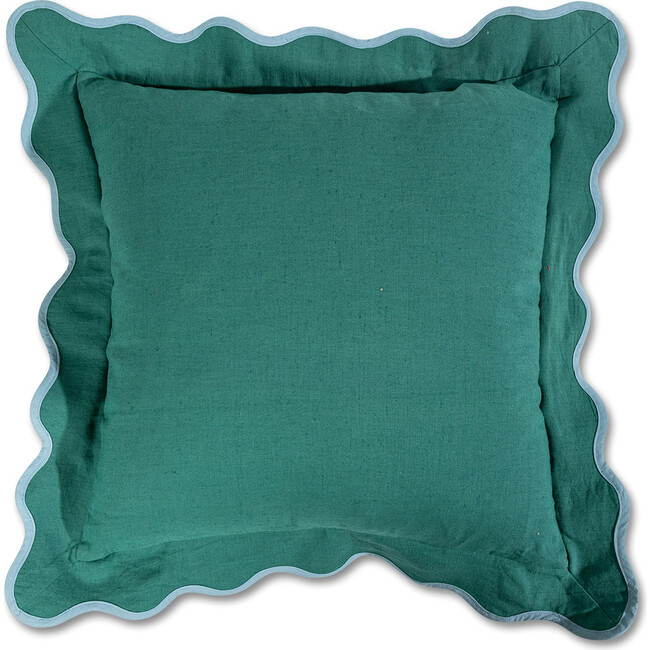 Darcy Linen Pillow, Green + Aqua