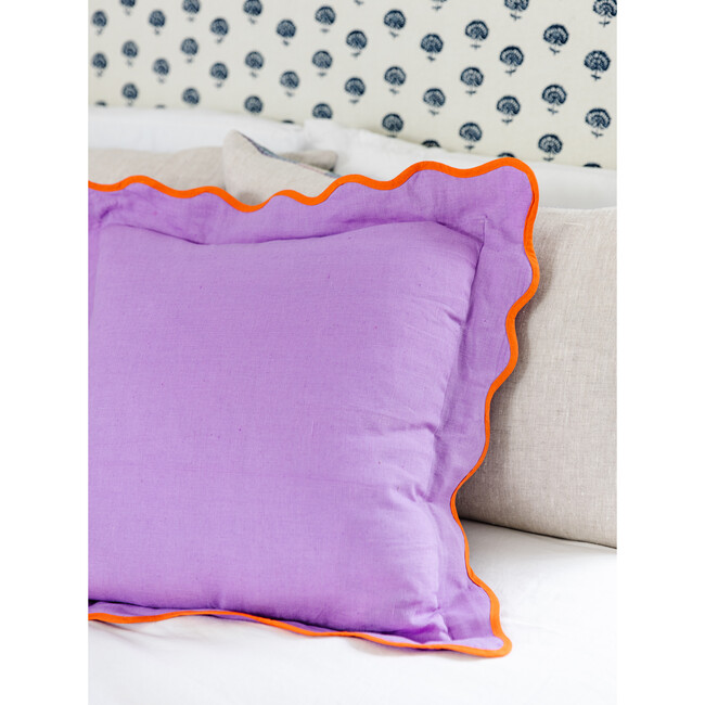 Darcy Linen Pillow, Lilac + Orange - Decorative Pillows - 2