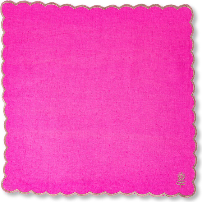 Icon Linen Napkins S/4 - Hot Pink + Khaki, Hot Pink, Khaki - Tableware - 5