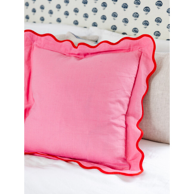 Darcy Linen Pillow, Light Pink + Cherry - Decorative Pillows - 2