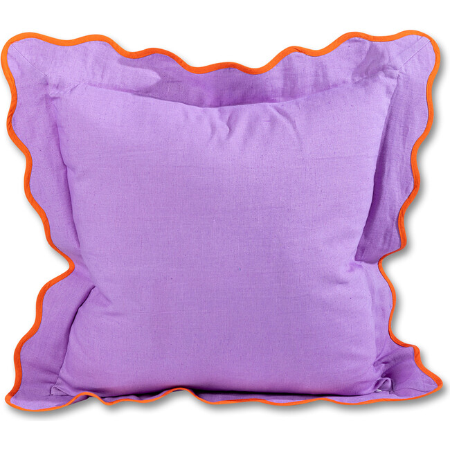 Darcy Linen Pillow, Lilac + Orange - Decorative Pillows - 3