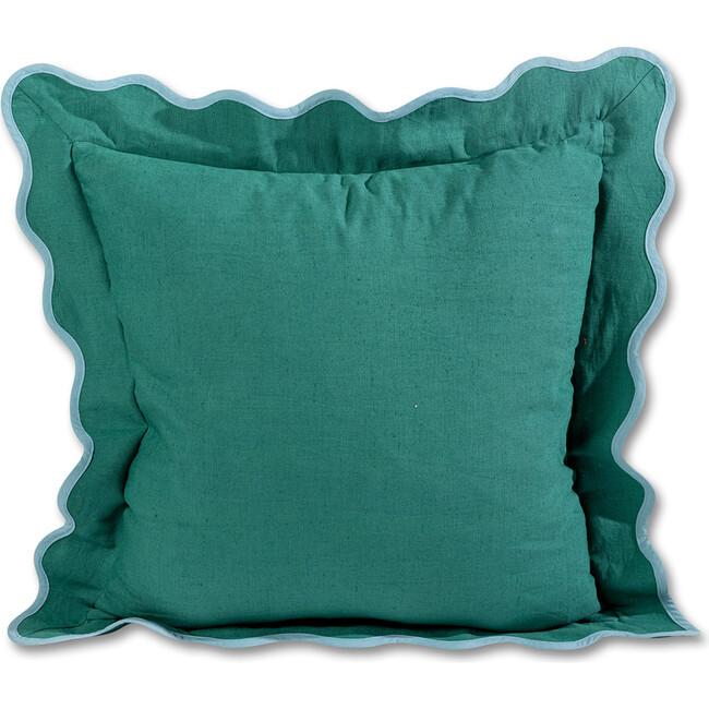 Darcy Linen Pillow, Green + Aqua - Decorative Pillows - 3