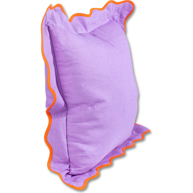 Darcy Linen Pillow, Lilac + Orange - Decorative Pillows - 5