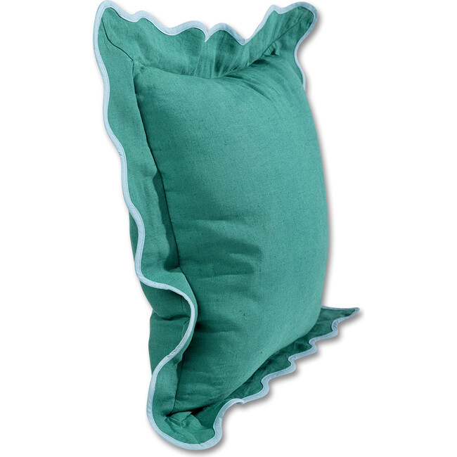 Darcy Linen Pillow, Green + Aqua - Decorative Pillows - 5