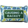 Causing A Racket Needlepoint Pillow, Green, Blue, Yellow Green - Decorative Pillows - 1 - thumbnail