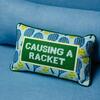 Causing A Racket Needlepoint Pillow, Green, Blue, Yellow Green - Decorative Pillows - 3