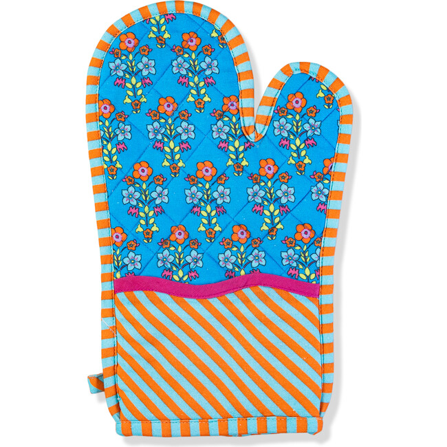 Blue Pot Holder & Oven Mitt, Orange, Sky Blue - Kitchen - 3