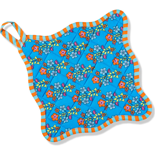 Blue Pot Holder & Oven Mitt, Orange, Sky Blue - Kitchen - 5