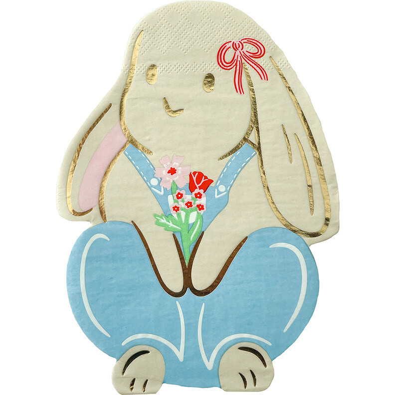Bunnies In The Garden Overalls Bunny Large Napkins - Party - 1