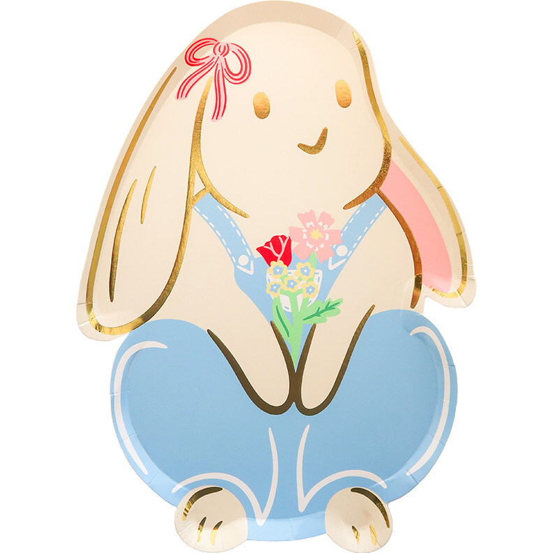 Bunnies In The Garden Overalls Bunny Large Plates - Party - 1