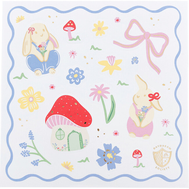 Bunnies In The Garden Overalls Bunny Sticker Set