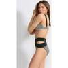 Nadelon Bandage Stripe Woman Bikini, Black - Two Pieces - 2