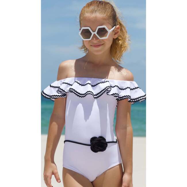 Edna One-Piece Swimsuit, White - One Pieces - 2