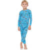 Kids Short Sleeve Pajamas, Blue Dinosaurs - Pajamas - 2