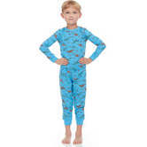 Two Piece Pajamas, Blue Dinosaurs - Pajamas - 2