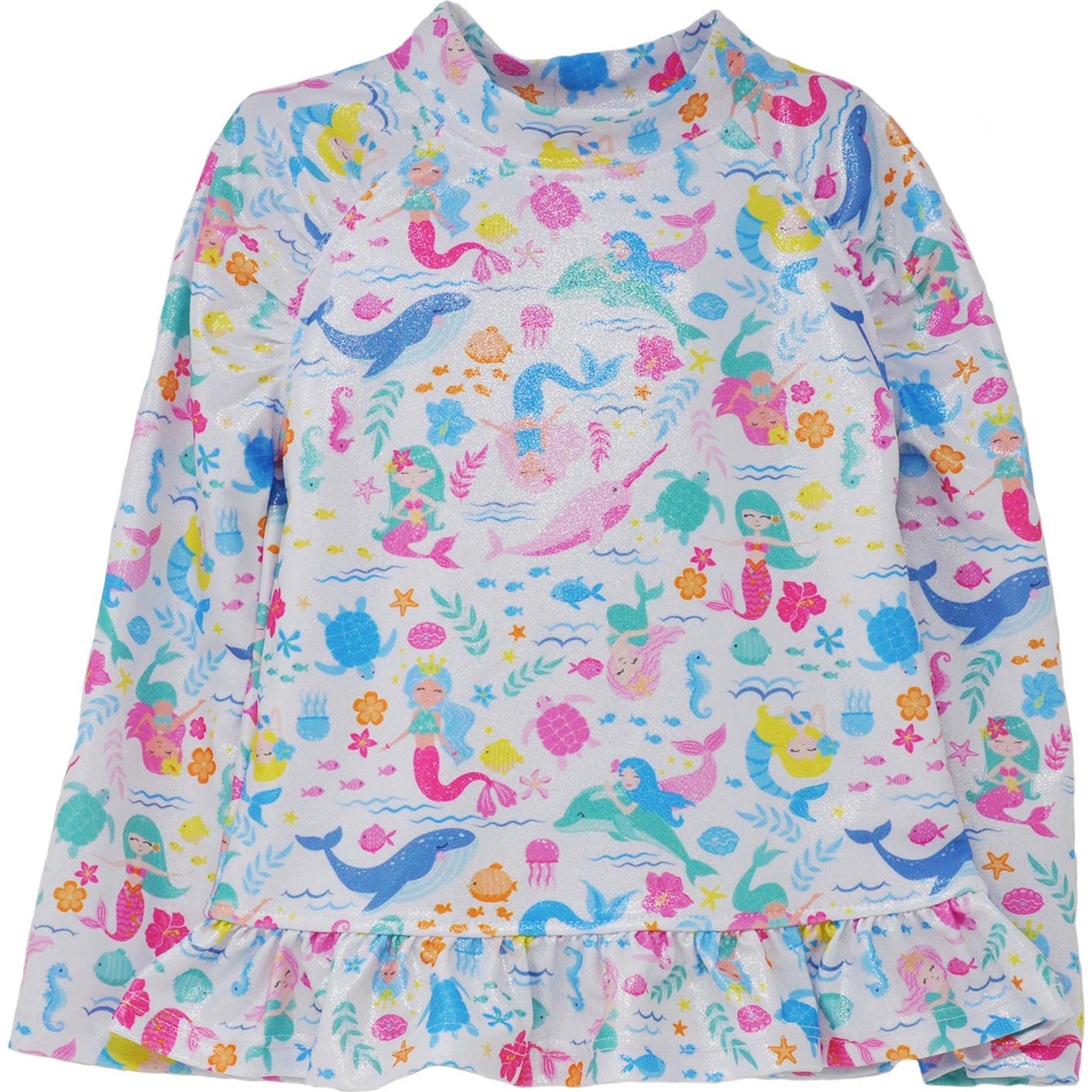 UPF 50+  Ruffle Rash Guard, Mermaid Friends - Rash Guards - 1