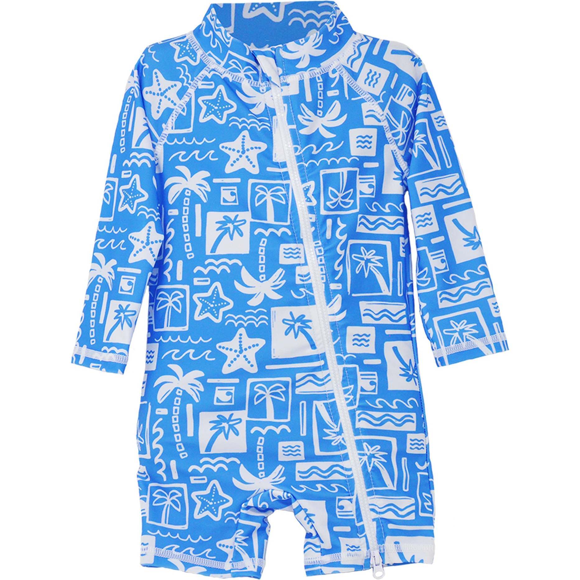 UPF 50+   Shortie Surf Swimsuit, Seaside Palms - Rash Guards - 1
