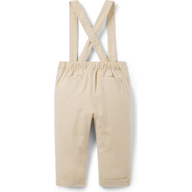 Baby Linen-Cotton Suspender Pant - Pants - 3