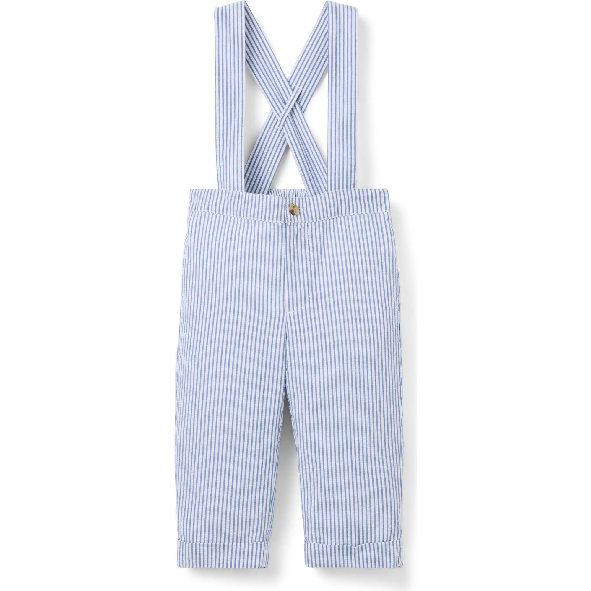 Baby Striped Seersucker Suspender Pant - Pants - 1