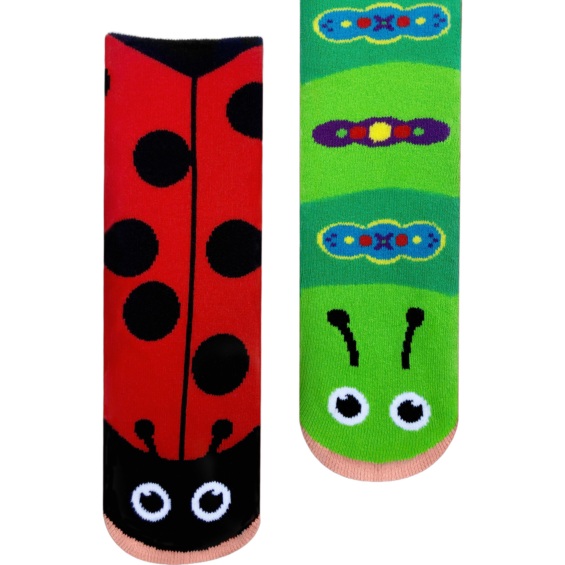 Ladybug & Caterpillar Matchy Mismatchy Socks Set (2 Pairs!) - Socks - 1