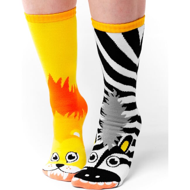 Lion & Zebra Matchy Mismatchy Socks Set (2 Pairs!) - Socks - 3