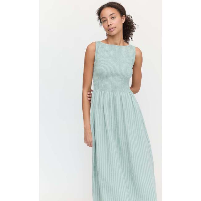 The Cosima Nap Dress, Soft Green Tonal Seersucker - Dresses - 4