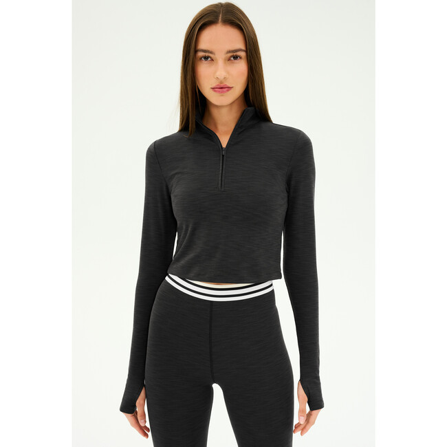 Stevie Active Rib Half Zip, Heather Graphite