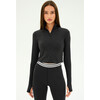 Stevie Active Rib Half Zip, Heather Graphite - Sweatshirts - 1 - thumbnail