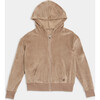 Rhys Velour Zip Up Hoodie, Latte - Jackets - 1 - thumbnail