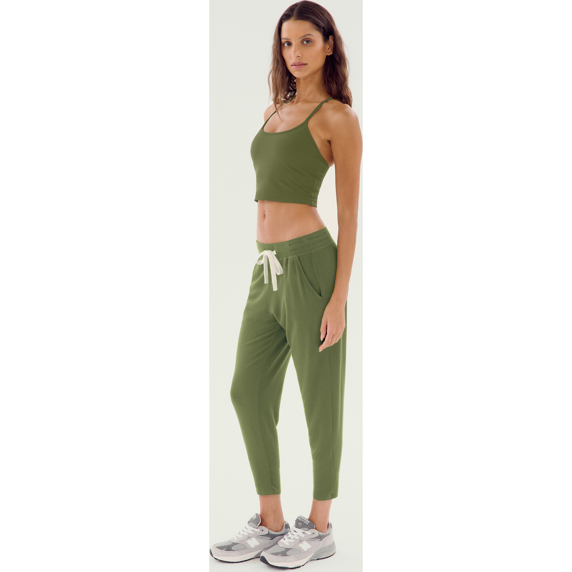 Reena Fleece 7/8 Sweatpant, Olive - Sweatpants - 1