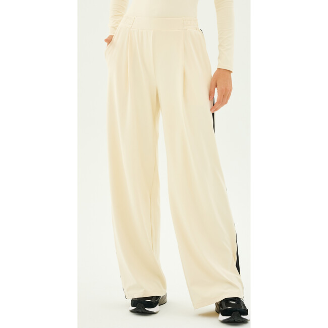 Luca Airweight Trouser with Stripe, Creme/Black