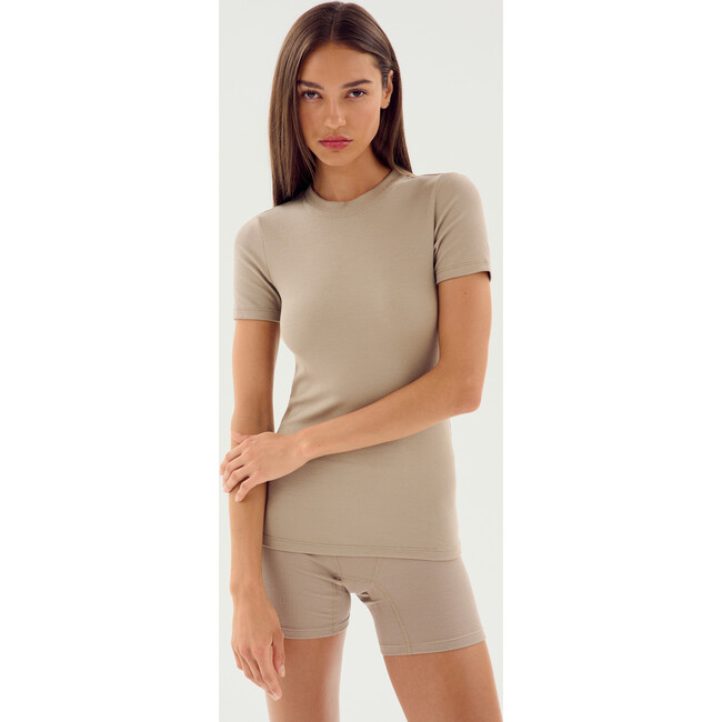 Louise Rib Short Sleeve, Latte