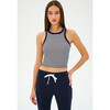 Kiki Rib Crop Tank, White/Indigo Stripe - Tank Tops - 1 - thumbnail