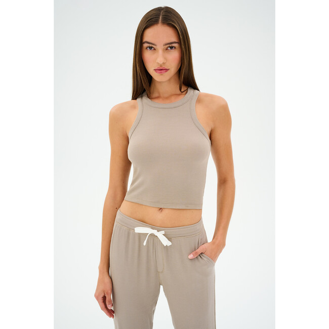 Kiki Rib Crop Tank, Latte