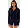 Joan Fleece Polo Sweatshirt, Black - Sweatshirts - 1 - thumbnail