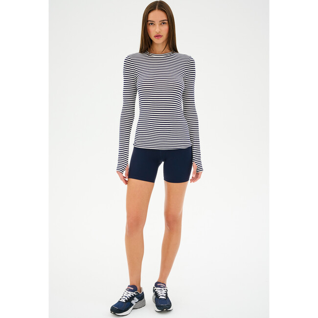 Louise Rib Long Sleeve, White/Indigo Stripe - T-Shirts - 3