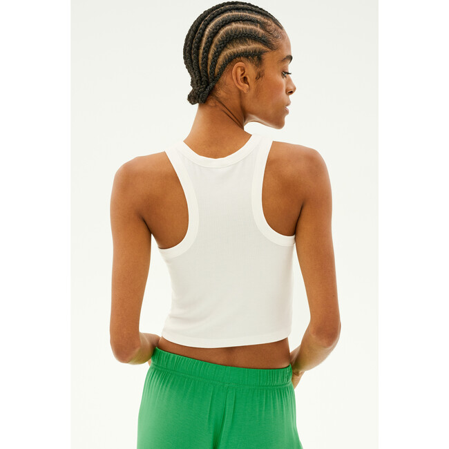 Kiki Rib Crop Tank, White - Tank Tops - 3