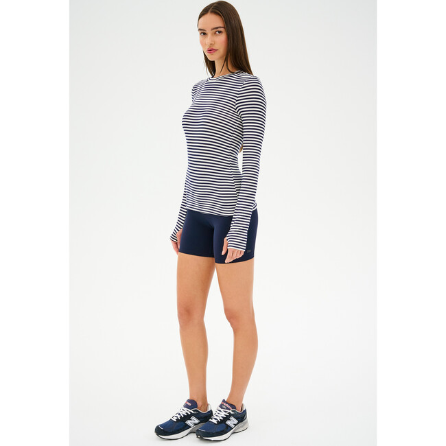 Louise Rib Long Sleeve, White/Indigo Stripe - T-Shirts - 4