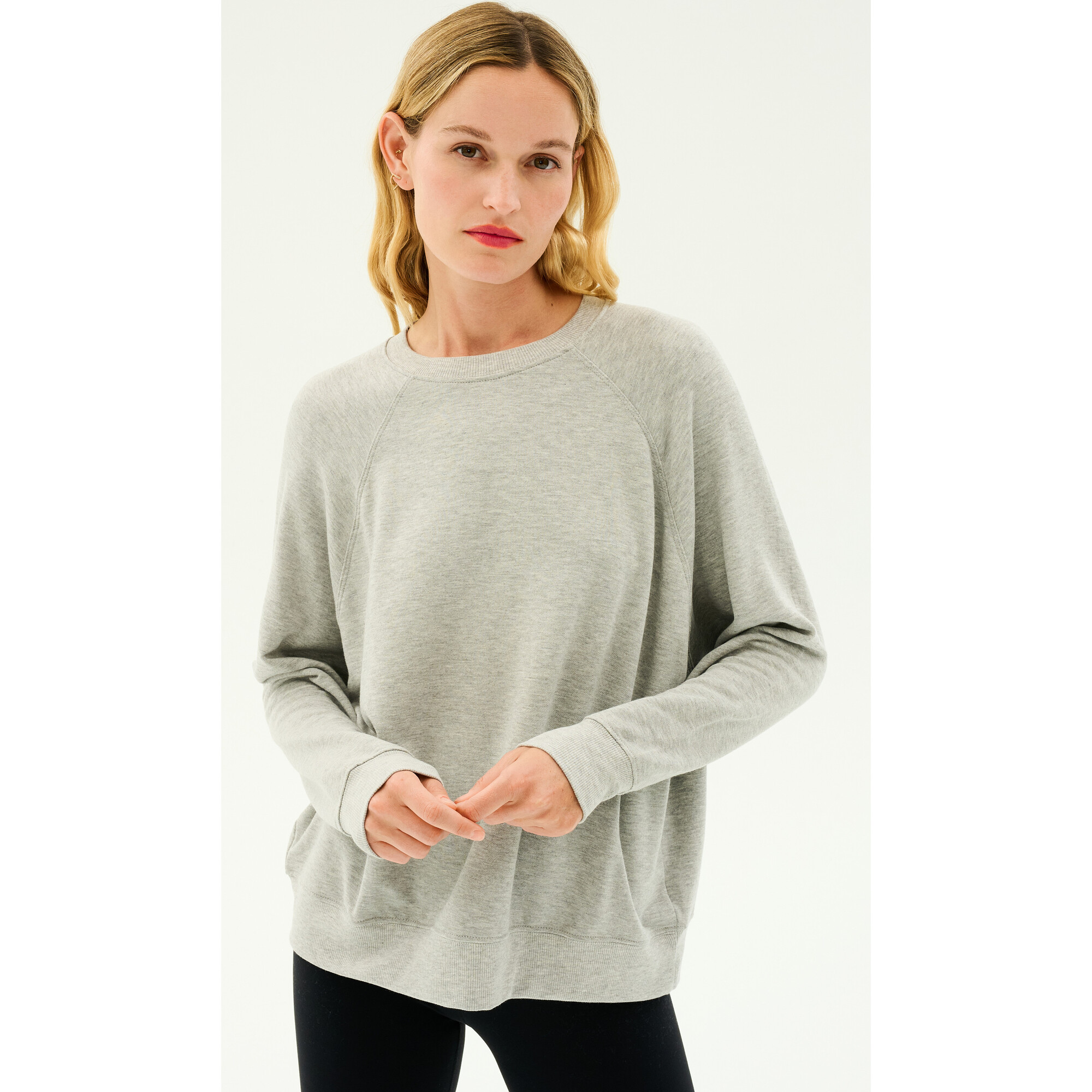 Andie Fleece Sweatshirt, Heather Grey - Sweatshirts - 1